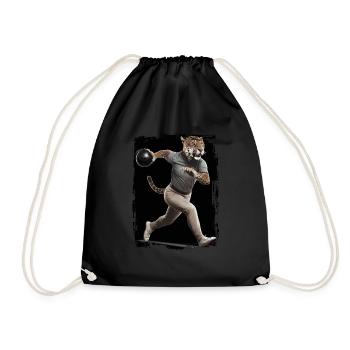 Jaguar beim Bowling Geschenk - Turnbeutel - Schwarz - Vorne