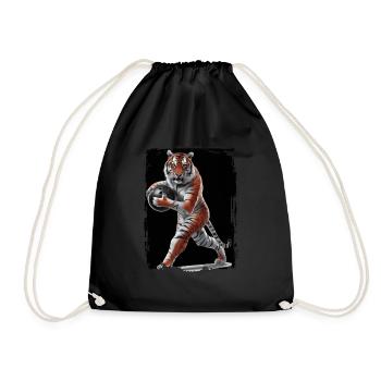 Tiger spielt Bowling Geschenk - Turnbeutel - Schwarz - Vorne