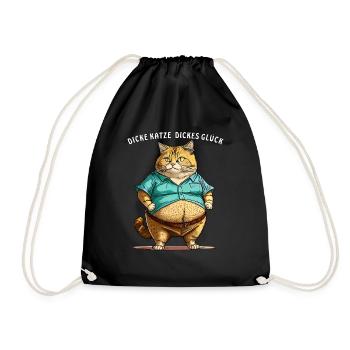 DICKE KATZE DICKES GLÜCK - Turnbeutel - Schwarz - Vorne