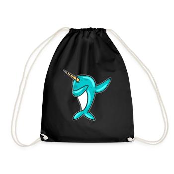 Dabbing Narwhal Funny Unicorn Of The Sea Dab Cool - Drawstring Bag - black - Front