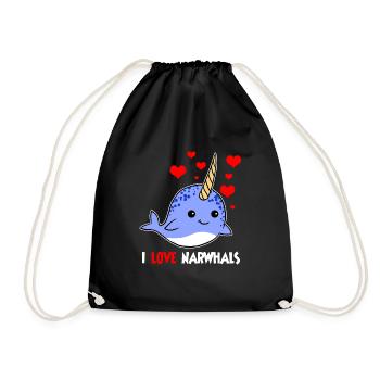 J’aime Narvals Coeurs Licorne De La Mer Mignon - Sac de sport léger - noir - Devant