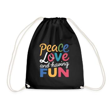 Peace, Love and Joy - Drawstring Bag - black - Front