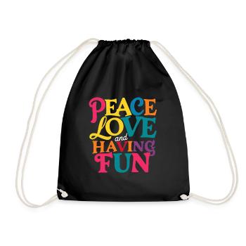 Peace, Love and Joy - Drawstring Bag - black - Front