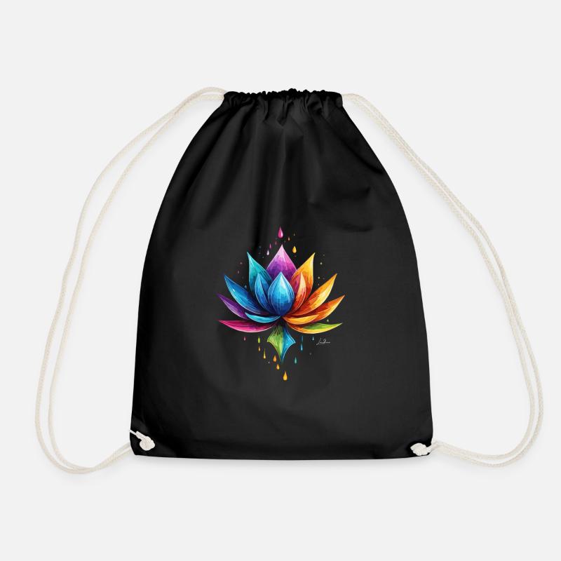 Mehrfarbiger Lotus - Turnbeutel - Schwarz