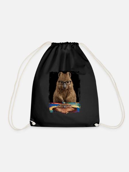 Quokka spielt Puzzle Geschenk - Turnbeutel - Schwarz