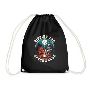 Tent Camping Camping Skeleton - Drawstring Bag - black - Front