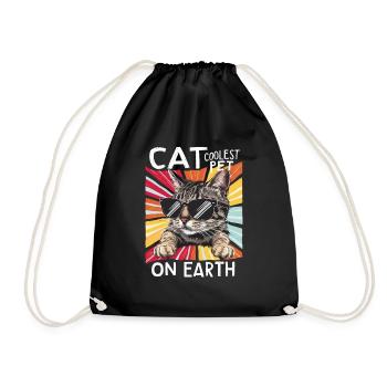 Cat Coolest Pet On Earth Retro Sunglasses Funny - Turnbeutel - Schwarz - Vorne