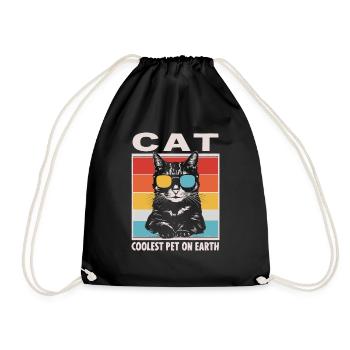 Cat Coolest Pet On Earth Retro Sunglasses Funny - Turnbeutel - Schwarz - Vorne