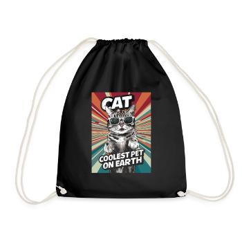 Cat Coolest Pet On Earth Retro Sunglasses Funny - Turnbeutel - Schwarz - Vorne