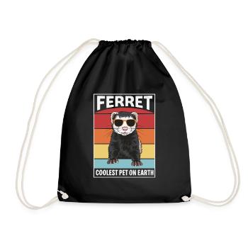 Ferret Coolest Pet On Earth Retro Sunglasses - Drawstring Bag - black - Front