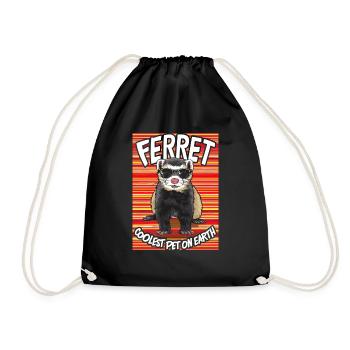 Ferret Coolest Pet On Earth Retro Sunglasses - Drawstring Bag - black - Front