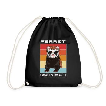 Ferret Coolest Pet On Earth Retro Sunglasses - Drawstring Bag - black - Front