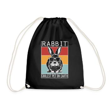 Rabbit Coolest Pet On Earth Retro Sunglasses - Drawstring Bag - black - Front