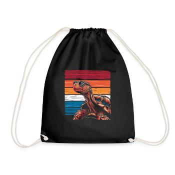 Tortoise Coolest Pet On Earth Retro Sunglasses - Drawstring Bag - black - Front