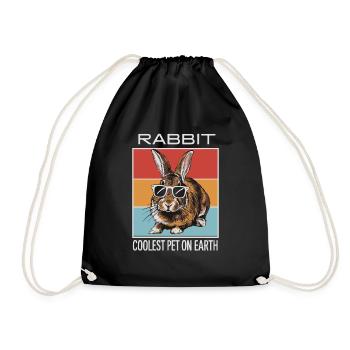 Rabbit Coolest Pet On Earth Retro Sunglasses - Drawstring Bag - black - Front
