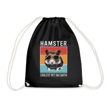 Hamster Coolest Pet On Earth Retro Sunglasses - Drawstring Bag - black - Front