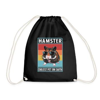 Hamster Coolest Pet On Earth Retro Sunglasses - Drawstring Bag - black - Front