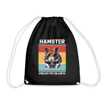 Hamster Coolest Pet On Earth Retro Sunglasses - Drawstring Bag - black - Front
