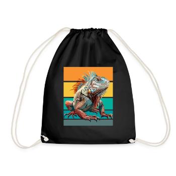 Iguana Retro - Drawstring Bag - black - Front