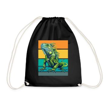 Retro Iguana - Drawstring Bag - black - Front