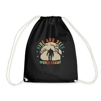 Funny Sasquatch Retro Vintage Bigfoot Hide And - Drawstring Bag - black - Front