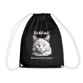 KATZE Schlafi Müde sein ist keine Schande - Turnbeutel - Schwarz - Vorne