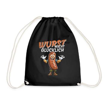 SAUSAGE MAKES YOU HAPPY - Drawstring Bag - black - Front