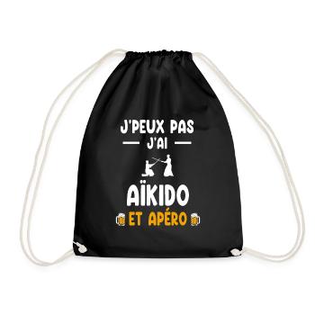 aïkidoka je peux pas j'ai aïkido apéro - Sac de sport léger - noir - Devant