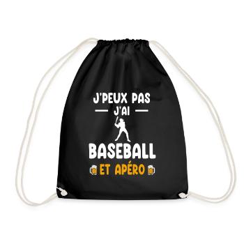 baseballeur je peux pas j'ai baseball apéro - Sac de sport léger - noir - Devant