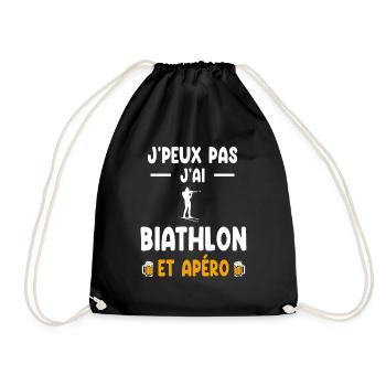Biathlet Ich kann nicht Ich kann Biathlon Aperitif haben - Turnbeutel - Schwarz - Vorne