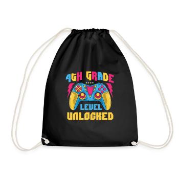 4th Grade Level Unlocked - Teacher Student School - Drawstring Bag - black - Front