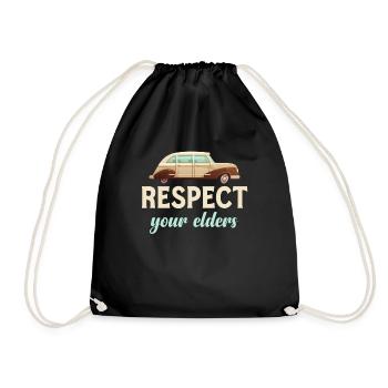 Respect your oldest classic car collectors - Drawstring Bag - black - Front