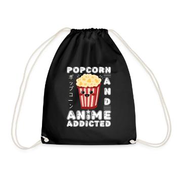 Popcorn & Anime Addicted Japanese Anime Manga - Drawstring Bag - black - Front