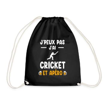 batsman I can't I have cricket aperitif - Drawstring Bag - black - Front