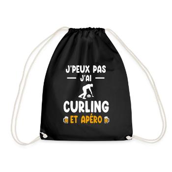 curler I can't I have curling aperitif - Drawstring Bag - black - Front