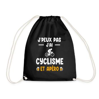 cyclist I can't I have cycling aperitif - Drawstring Bag - black - Front