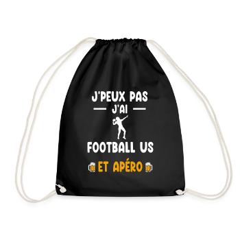 footballer I can't I have US football aperitif - Drawstring Bag - black - Front