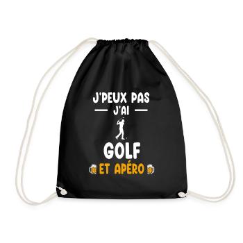 golfer I can't I have golf aperitif - Drawstring Bag - black - Front