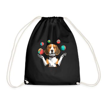 BEAGLE JONGLIERT - Turnbeutel - Schwarz - Vorne