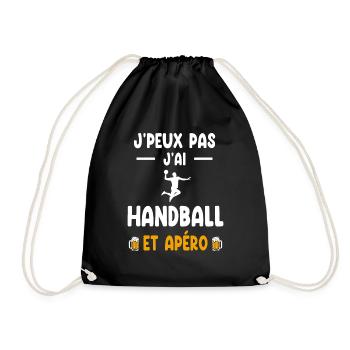 Handballer Ich kann nicht Ich habe Handball Aperitif - Turnbeutel - Schwarz - Vorne