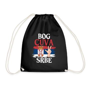 Serbien Flagge Serbia Srbija Majice Bog cuva Srbe - Turnbeutel - Schwarz - Vorne