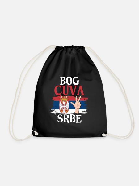 Serbien Flagge Serbia Srbija Majice Bog cuva Srbe - Turnbeutel - Schwarz
