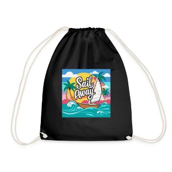 BOATS, SAIL AWAY - Drawstring Bag - black - Front