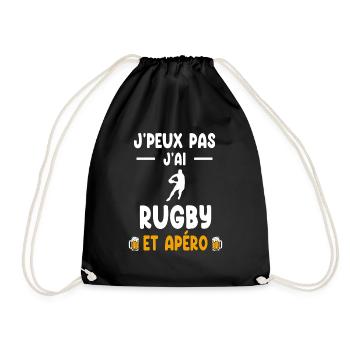 rugbyman I can't I have rugby man aperitif - Drawstring Bag - black - Front