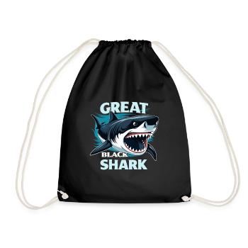 GREAT BLACK SHARK - Drawstring Bag - black - Front