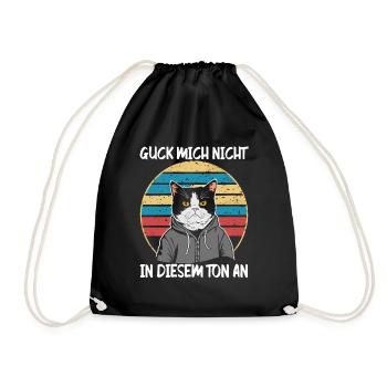 Lustiger Katzen Spruch Guck mich nicht in diesem - Turnbeutel - Schwarz - Vorne