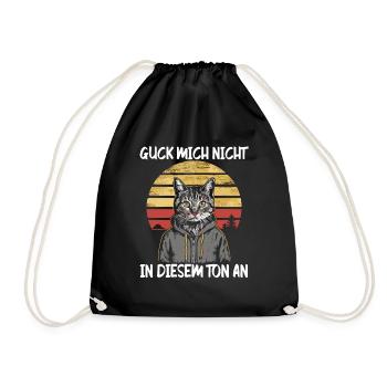 Lustiger Katzen Spruch Guck mich nicht in diesem - Turnbeutel - Schwarz - Vorne