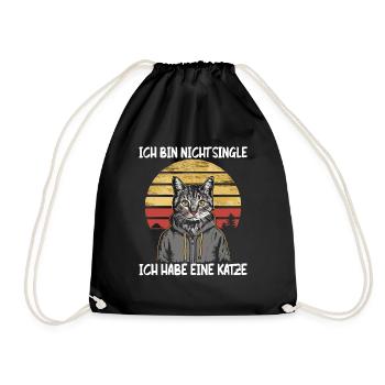 I'm not single I have a cat - Drawstring Bag - black - Front