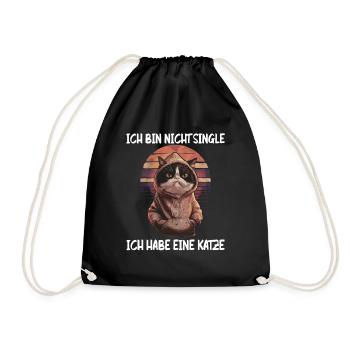 I'm not single I have a cat - Drawstring Bag - black - Front