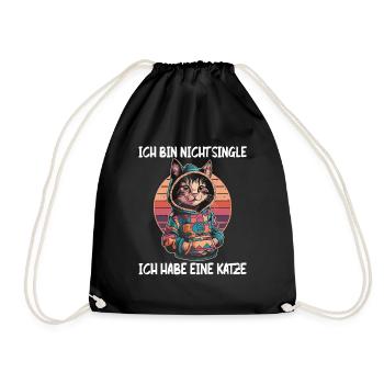 I'm not single I have a cat - Drawstring Bag - black - Front